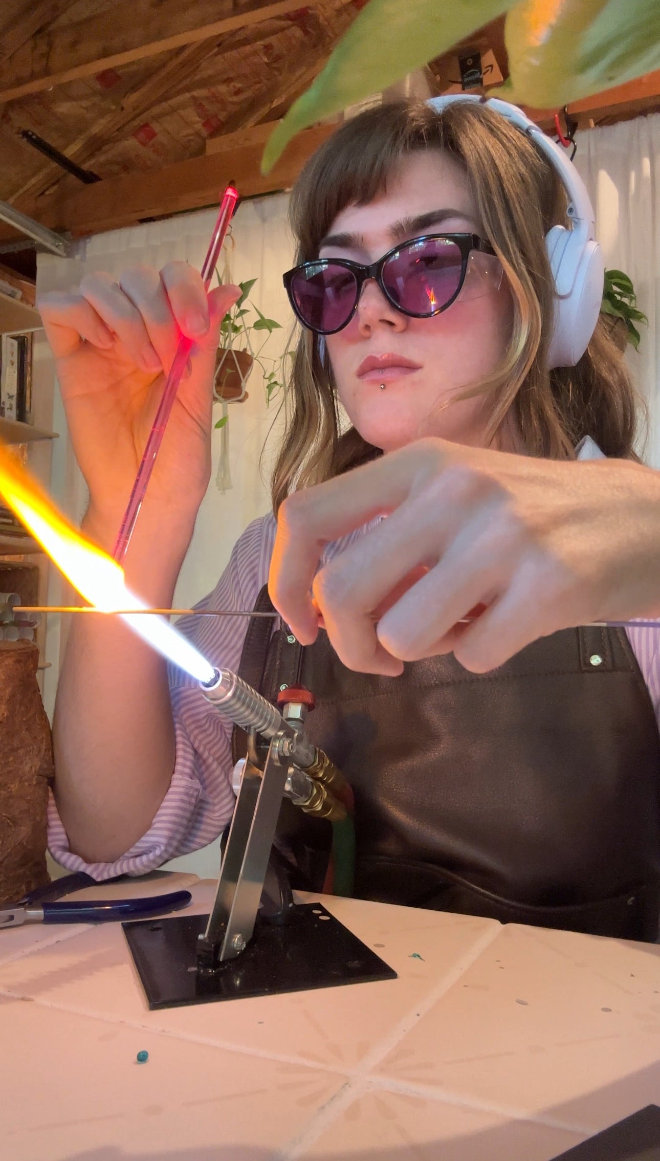 jewelry is handmade using flameworking and silversmithing techniques